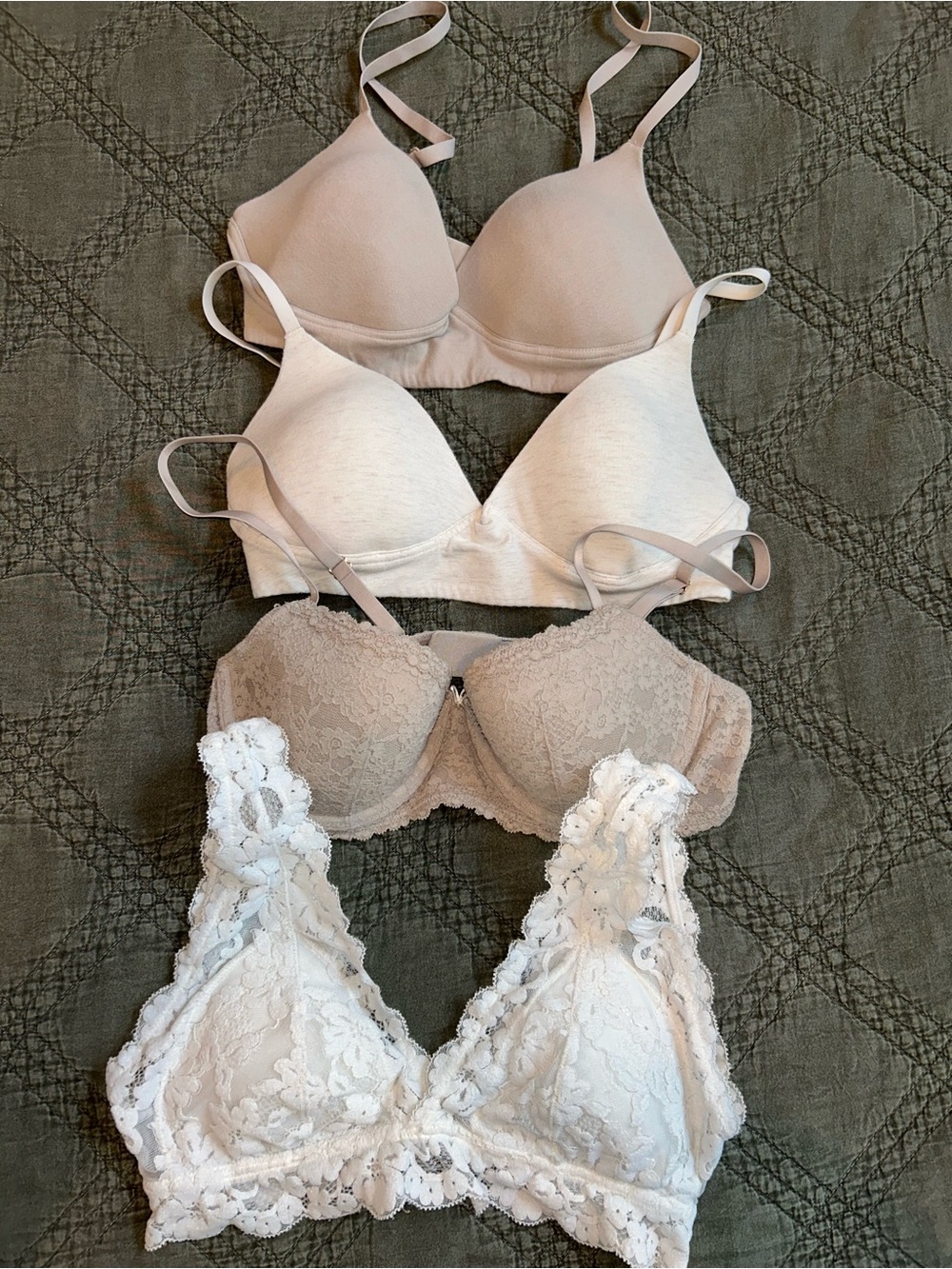 aerie Nude & White Lace Bra Pack - Neutral Tones